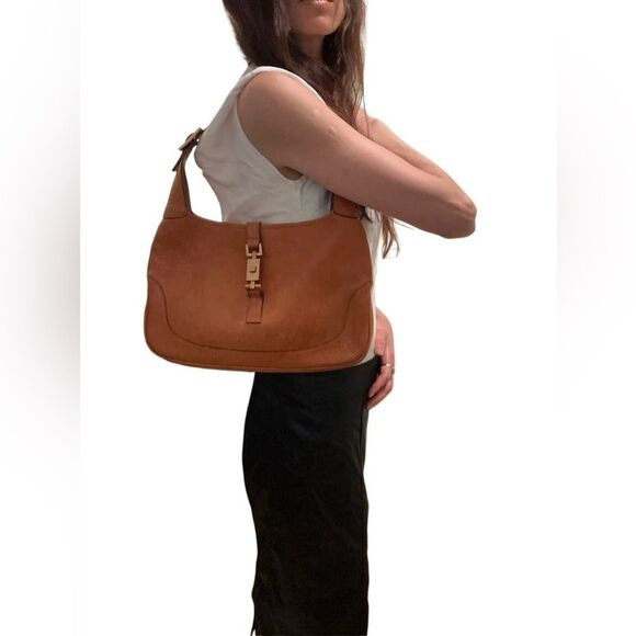 Gucci Tan Leather Jackie piston lock Shoulder Bag - Picture 1 of 14